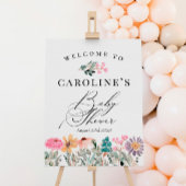 Waterverf Wildbloem Baby shower Welkomstteken Poster