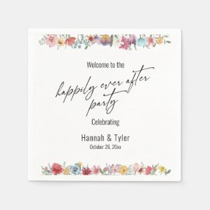 Waterverf Wildbloem, gelukkig altijd na een feestj Servet