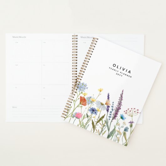 Waterverf Wildbloem Gepersonaliseerd Planner (Display)