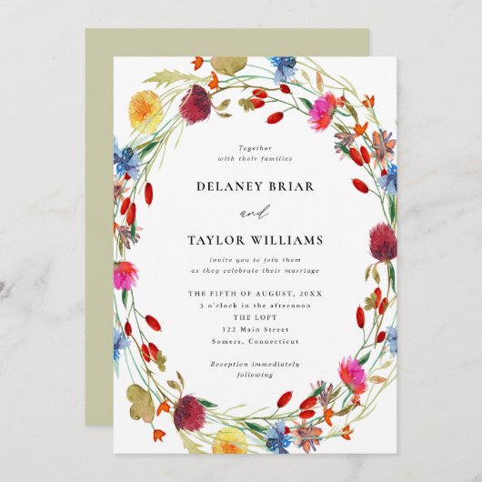 Waterverf Wildbloem met één weddenschap Kaart (Voorkant / Achterkant)