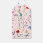 Waterverf Wildbloem Roze Baby shower Hartelijk dan Cadeaulabel (Achterkant)