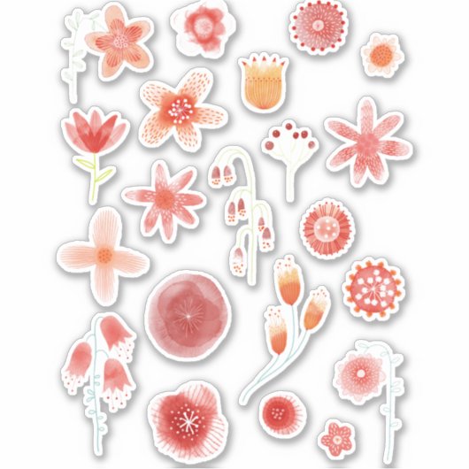 Waterverf Wildbloem Sticker (Voorkant)