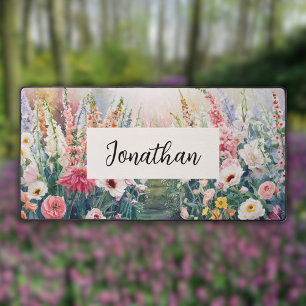 Waterverf Wildbloemen Aangepaste scriptnaam Bureaumat