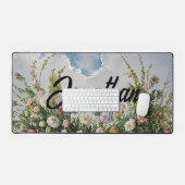 Waterverf Wildbloemen Aangepaste scriptnaam Bureaumat (Keyboard & Muis)