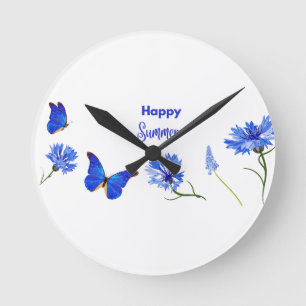 Waterverf Wildbloemen Aangepaste scriptnaam Ronde Klok