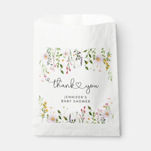 Waterverf wildbloemen baby shower dank u bedankzakje (Voorkant)