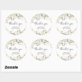 Waterverf wildbloemen baby shower dank u ronde sticker (Vel)