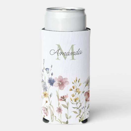 Waterverf Wildbloemen Boho Stylish met Monogram (Seltzer Voorkant)