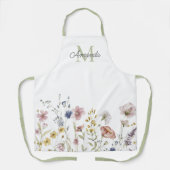 Waterverf Wildbloemen Boho Stylish met Monogram Schort (Voorkant)