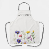 Waterverf Wildbloemen Boho Stylish met Monogram Schort (Voorkant)