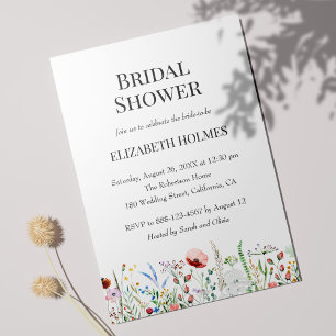 Waterverf Wildbloemen Bridal Shower Kaart