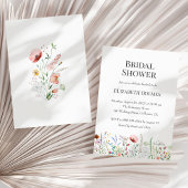 Waterverf Wildbloemen Bridal Shower Kaart