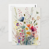 Waterverf Wildbloemen Briefkaart (Voorkant / Achterkant)