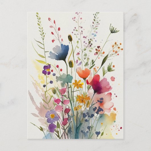 Waterverf Wildbloemen Briefkaart (Voorkant)