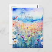 Waterverf Wildbloemen Briefkaart (Voorkant / Achterkant)