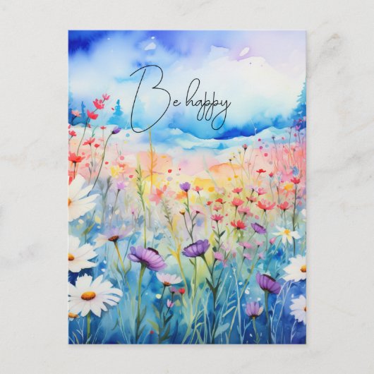 Waterverf Wildbloemen Briefkaart (Voorkant)