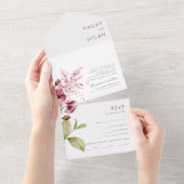 Waterverf Wildbloemen bruiloft All In One Uitnodiging (Afscheurbaar)