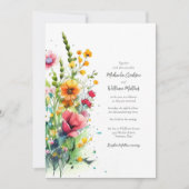 Waterverf Wildbloemen bruiloft Kaart (Voorkant)