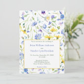 Waterverf Wildbloemen bruiloft Kaart (Staand voorkant)