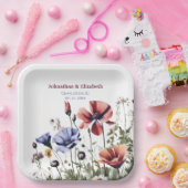 Waterverf Wildbloemen bruiloft Papieren Bordje (Feest)