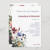 Waterverf Wildbloemen bruiloft Programma (Voorkant / Achterkant)