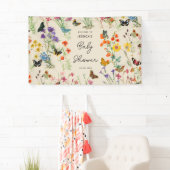 Waterverf Wildbloemen Butterflies Baby shower Spandoek (Insitu)