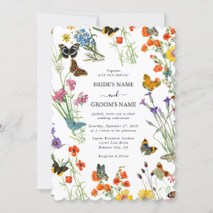 Waterverf Wildbloemen Butterflies Floral Wedding Kaart