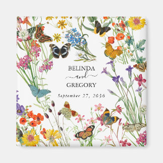 Waterverf Wildbloemen Butterflies Floral Wedding Magneet