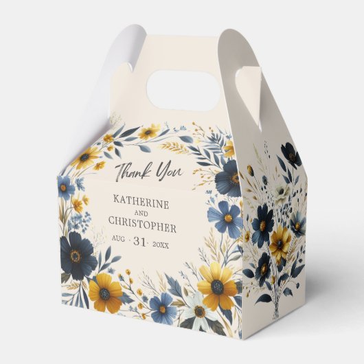 Waterverf Wildbloemen Elegant Beige Bruiloft Bedankdoosjes (Voorkant Zijde)