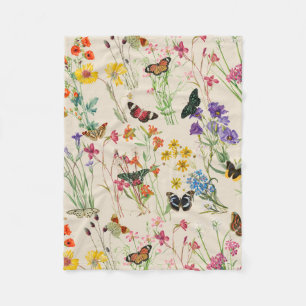 Waterverf Wildbloemen en Butterflies Floral Garden Fleece Deken