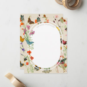 Waterverf Wildbloemen en Butterflies Floral Garden Notitiekaartje
