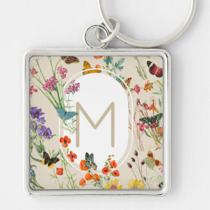 Waterverf Wildbloemen en Butterflies Floral Garden Sleutelhanger
