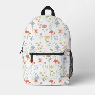 Waterverf Wildbloemen Floral Pattern Monogram Bedrukte Rugzak