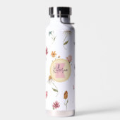 Waterverf Wildbloemen Floral Pattern Monogram Waterfles (Links)