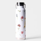 Waterverf Wildbloemen Floral Pattern Monogram Waterfles (Voorkant)