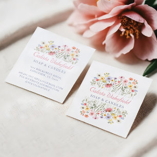 Waterverf Wildbloemen & Foliage Square Business Vierkante Visitekaartje