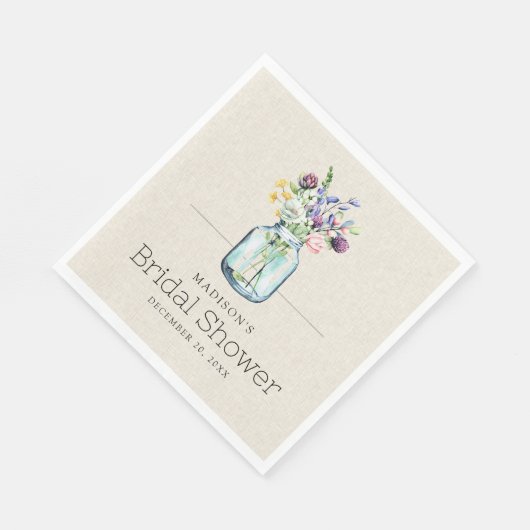 Waterverf Wildbloemen Linnen Boho Vrijgezellenfees Servet (Hoek)