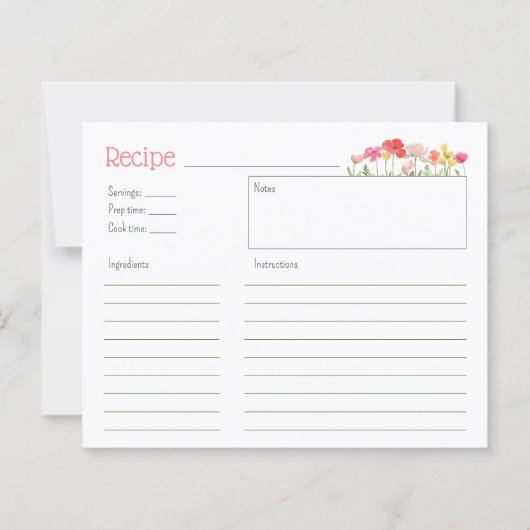 Waterverf Wildbloemen Recept Kaart (Voorkant)