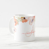 Waterverf Wildbloemen Roze Aangepaste Monogram Naa Koffiemok (Voorkant links)