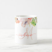 Waterverf Wildbloemen Roze Aangepaste Monogram Naa Koffiemok (Center)