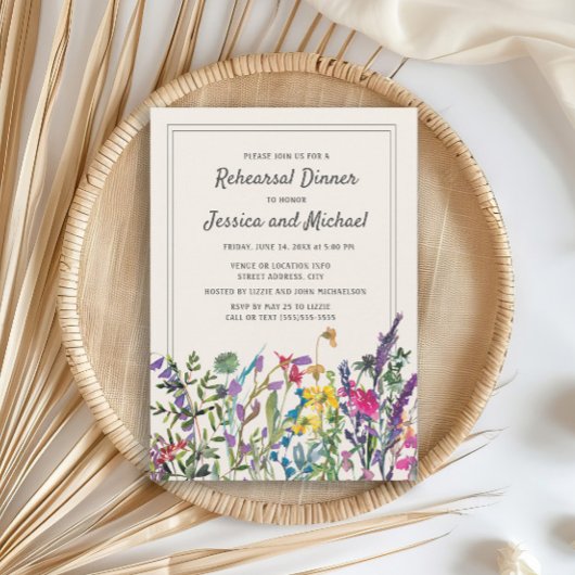 Waterverf Wildbloemen Rustic Wedding Kaart