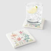 Waterverf Wildbloemen Stenen Onderzetter (Zijkant)