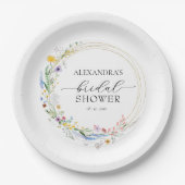 Waterverf Wildbloemen Vrijgezellenfeest Papieren Bordje (Voorkant)