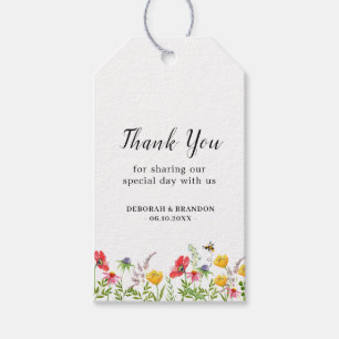 Waterverf Wildbloemen Wedden Dank je labels Cadeaulabel