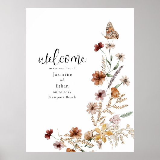Waterverf Wildbloemen WelkomstPoster Poster (Voorkant)