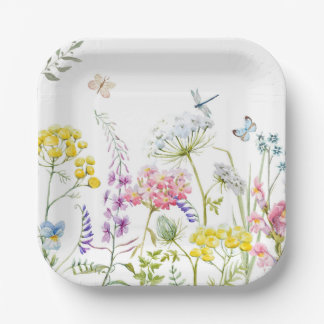 Waterverf Wildbloemen zomerweide Papieren Bordje