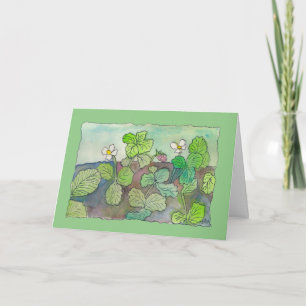 Waterverf wilde aardbeien (blanco binnenin) kaart