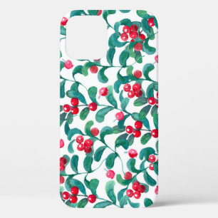 Waterverf wilde bessen, naadloos patroon. iPhone 12 hoesje