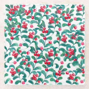 Waterverf wilde bessen, naadloos patroon. glazen onderzetter