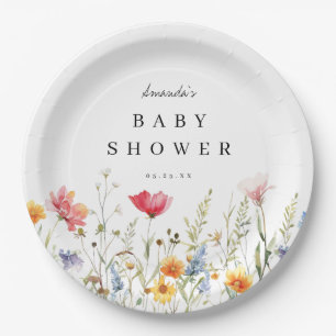 Waterverf Wilde Bloem Baby Shower Papieren Borden Bordje